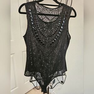 Embellished‎ mesh bodysuit